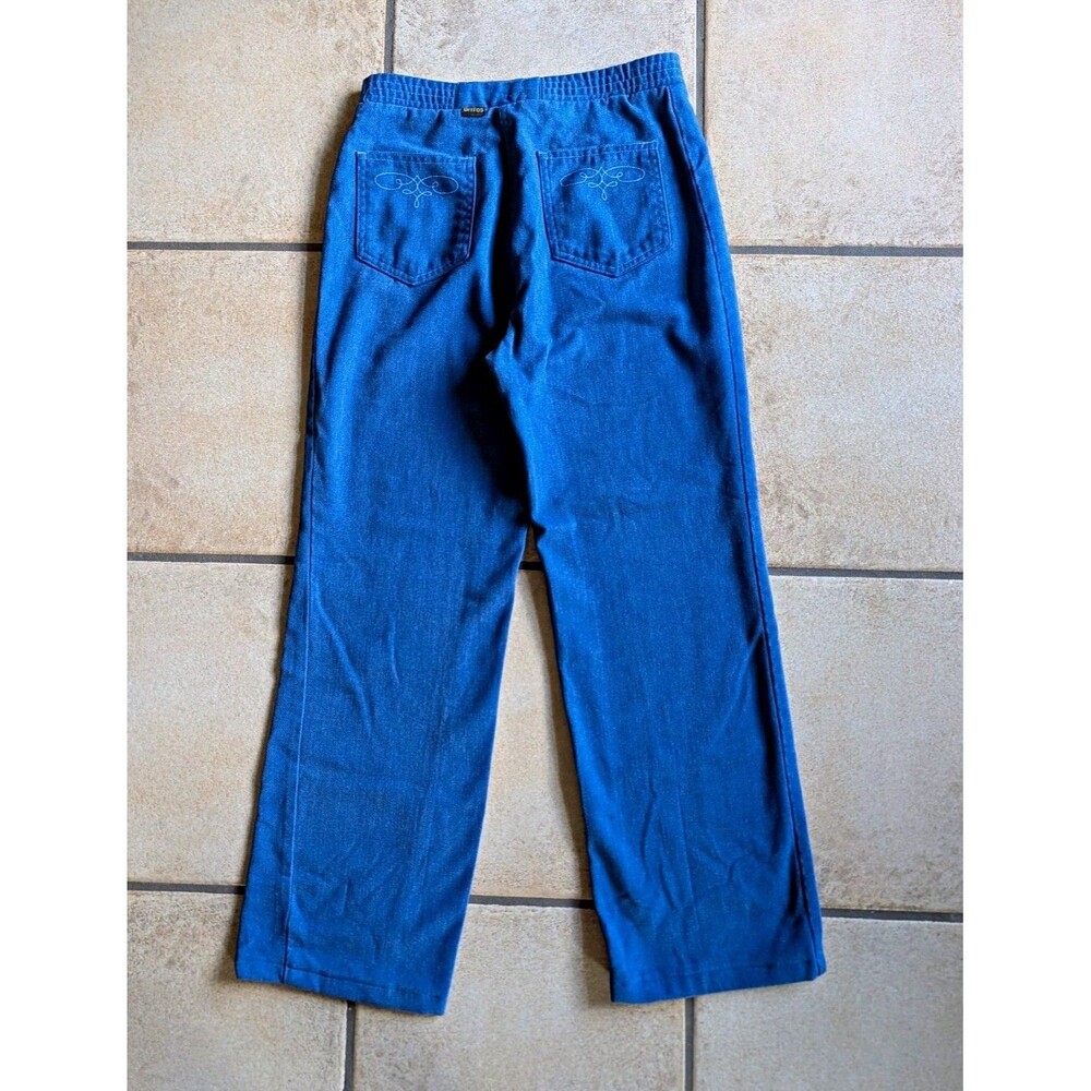 Vintage Dittos 70s Women's 28" High Rise Blue Twill Embroidered Pants Western